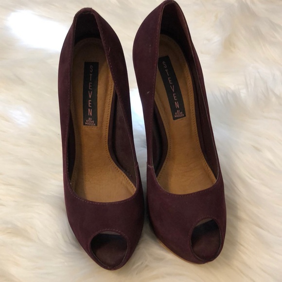 Steven by Steve Madden Oxblood Peep Toe Pumps - Picture 2 of 4